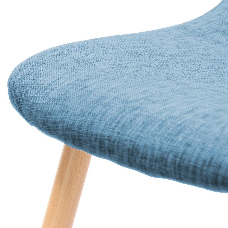 2 chaises de salle à manger de style Mid-Century moderne, revêtement en tissu bleu pâle, pieds en métal noyer, chaises confortables pour 2 places, chaise recouverte de tissu, surface en fer