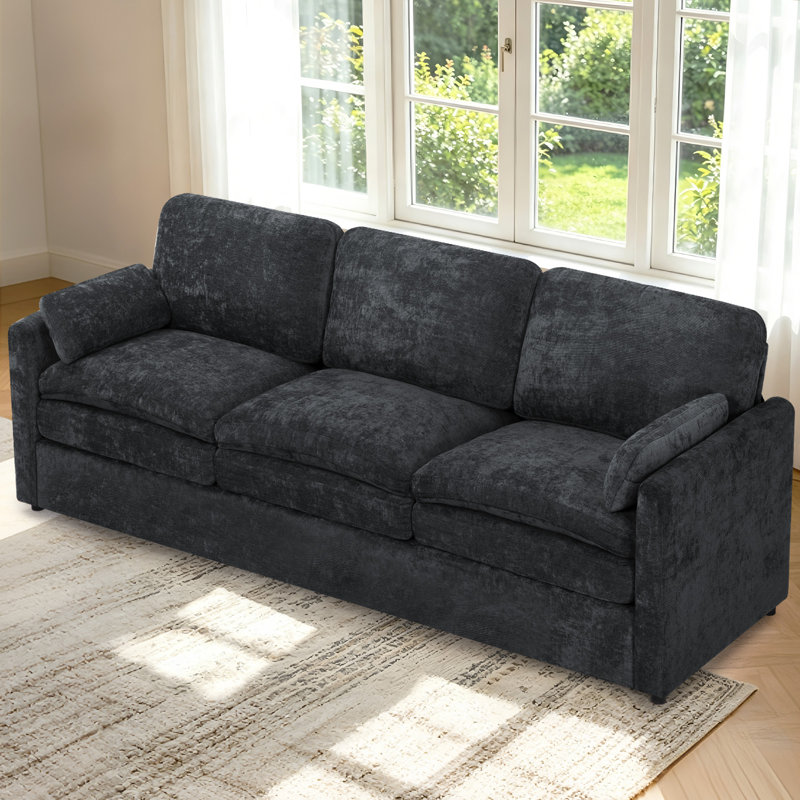 3 Seater Chenille Sofa, Black