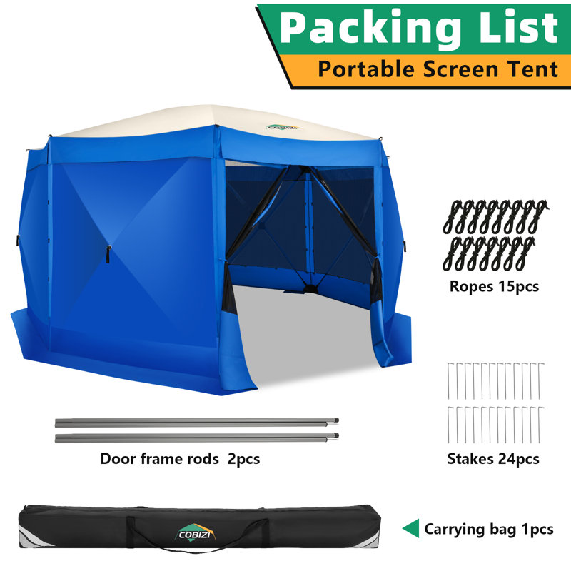 15x15ft Pop Up Gazebo Screen Tent Screen House for Camping, 15x15 Screen Room with Mosquito Netting, Hub Tent Instant Screened Canopy with Carrying Bag and Ground Stakes