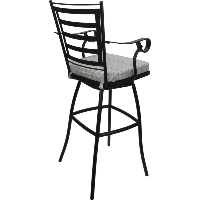 Tabouret de bar d'extérieur très haut avec accoudoirs, Beige, Gris, 30"