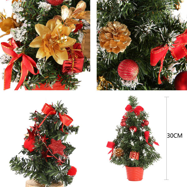 20cm Artificial Mini Tabletop Christmas Tree with Ornaments The Holiday Aisle Color: Red, Size: 15.93 H x 3.93 W x 3.93 D