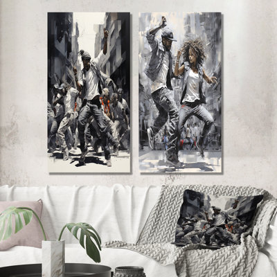 Black And White Hip Hop Dance - Dance Canvas Prints Set Of 2