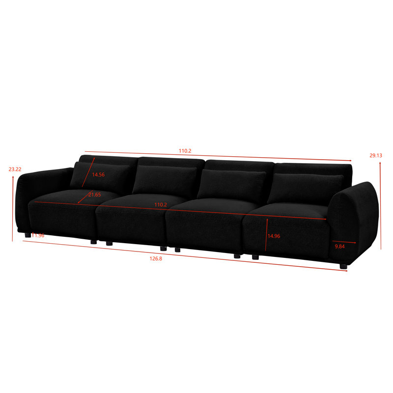 Upholstered U-Shaped Sectional Reversible, Black Wool