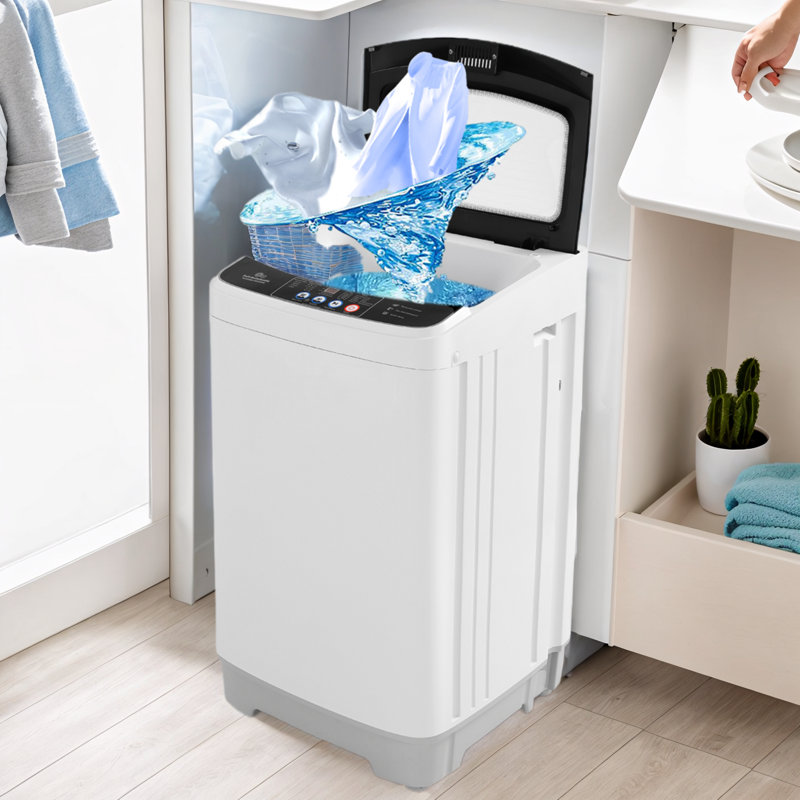 Himimi Delia 2.4 Cubic Feet cu. ft. High Efficiency Portable Washer with Child Safety Lock, White/Black