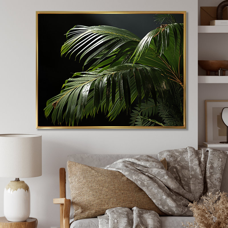 «Palm Trees Symphony IV», reproduction sur toile, H 30 po x l 40 po x P 1,5 po, Cadre flottant doré