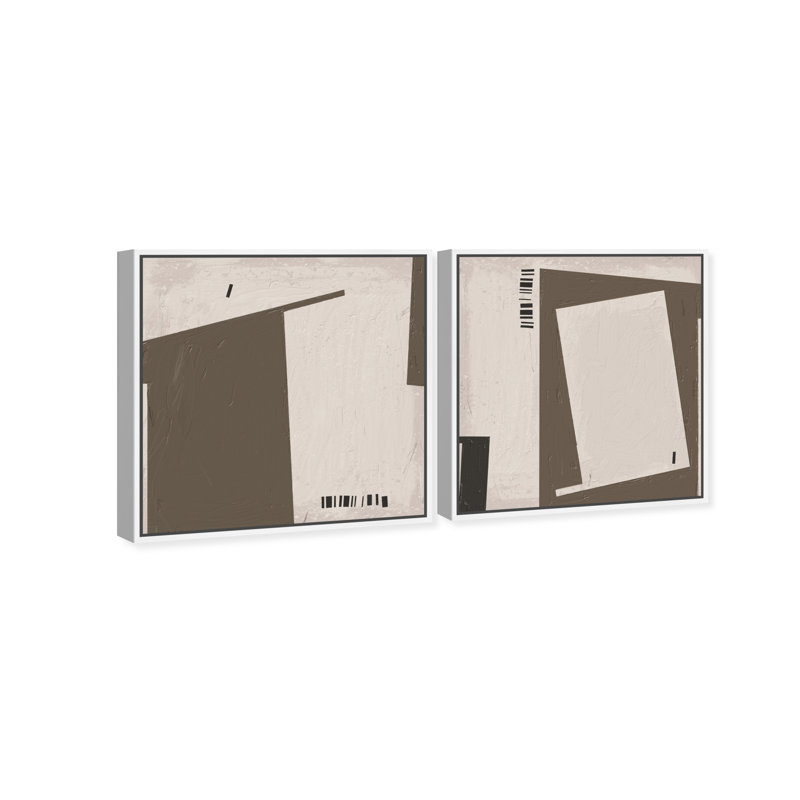 Structural Set Canvas Abstract Print by Oliver Gal, Black Frame, 12 x 12, 41"H x 41"W, White Floater Frame