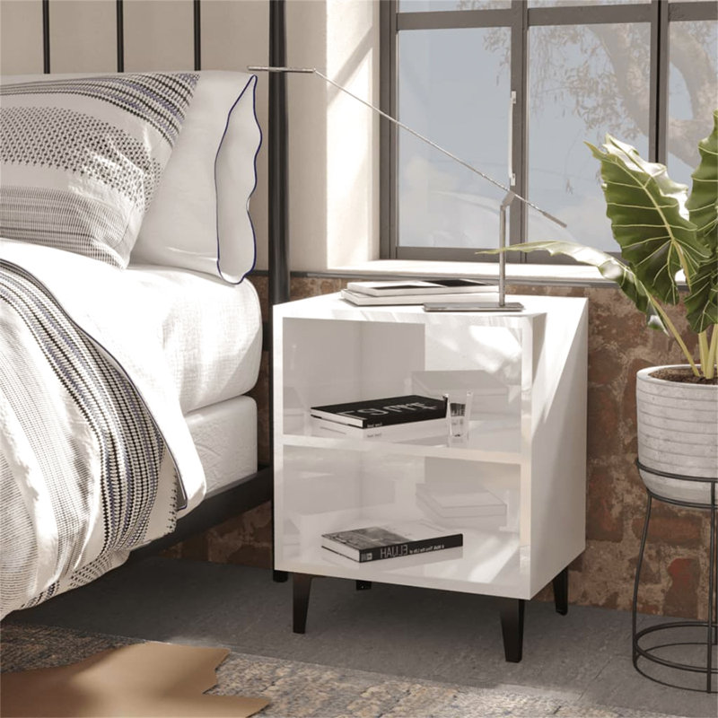 Southsea 40cm W Bedside Table, Individua, High Gloss White