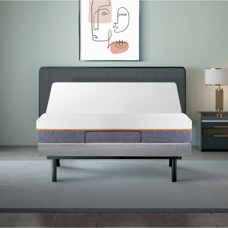 Lit réglable massant avec télécommande sans fil, matelas de 10 po inclus, Très grand