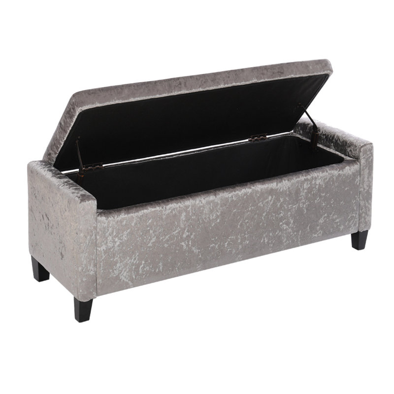 Anjelia 111cm Wide Velvet Tufted Solid Colour Standard Ottoman with Storage