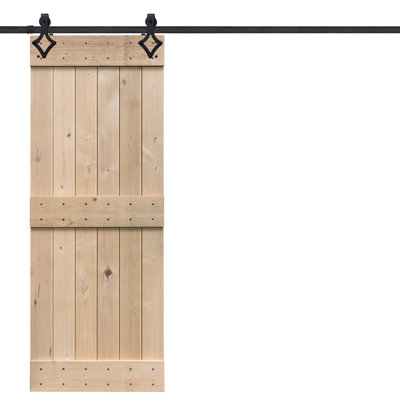 Porte de grange en bois lambrissé et en bois brut sans trousse de quincaillerie d'installation