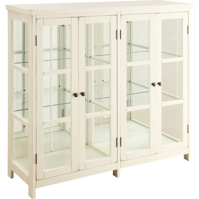 Présentoir de rangement à 4 portes, style transitionnel, espace de vie principal, intérieur spacieux, armoire à 5 tablettes ou plus, amplement dissimulé