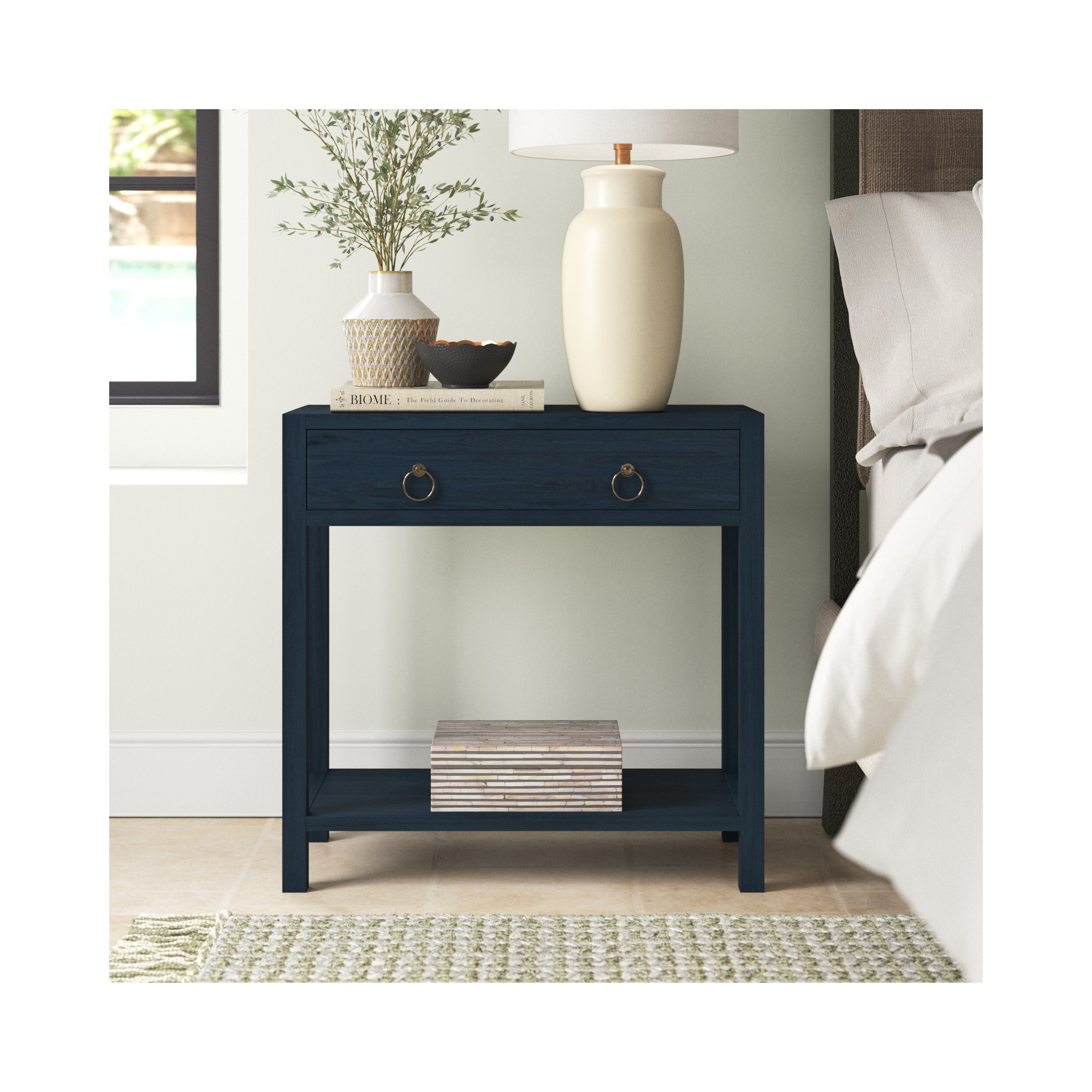 Elin 1 - Drawer Nightstand, Navy Blue