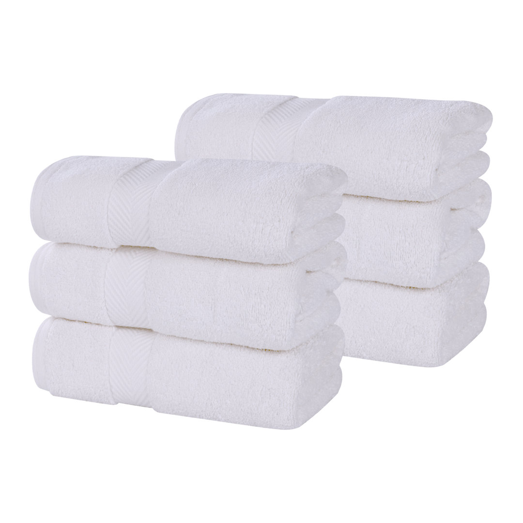 Cortright Zero Twist Cotton Solid Chevron Dobby Border Super Soft Absorbent Hand Towel (Set of 6) Eider & Ivory™ 