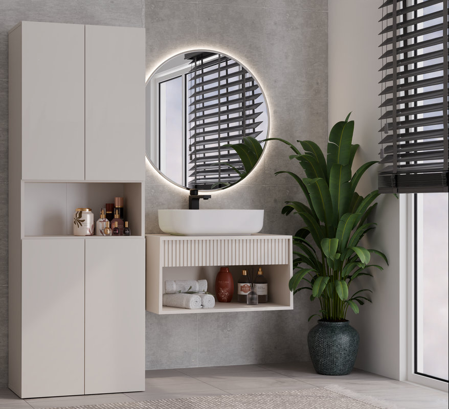 Freestanding Wooden Bathroom Cabinet with Shelves