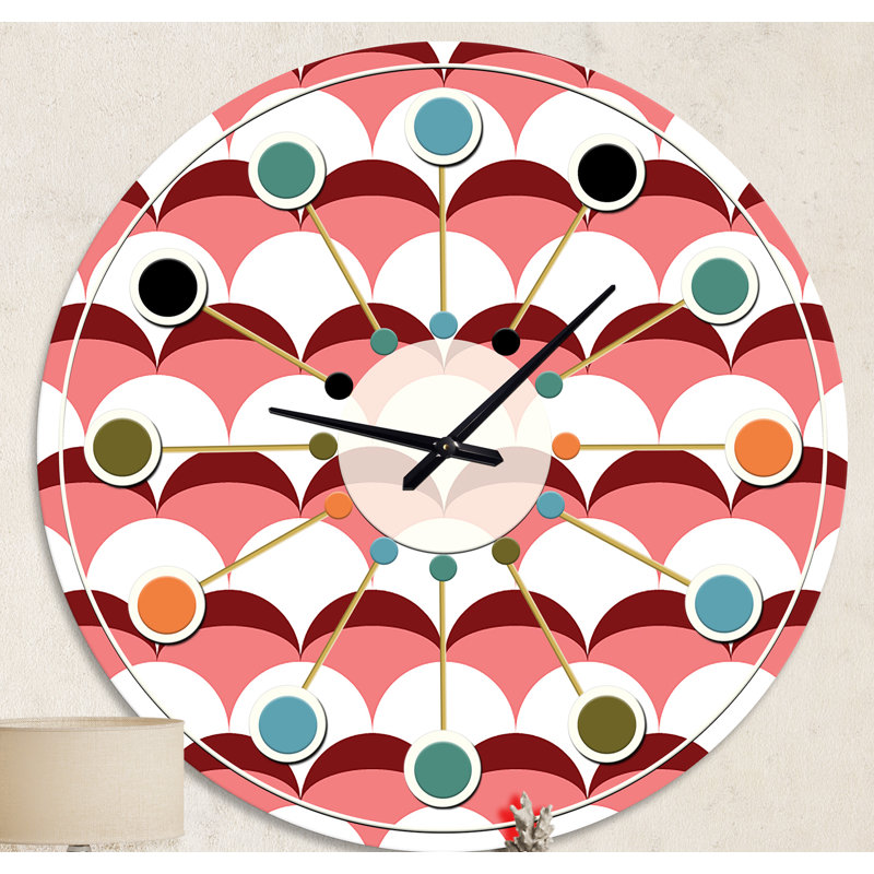 Horloge murale géométrique rétro V - Mid-Century, Moyen