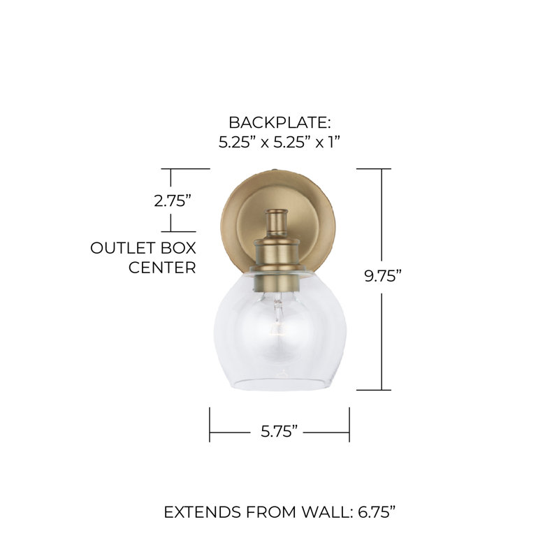 Mid Century Armed Sconce, Aged Brass
