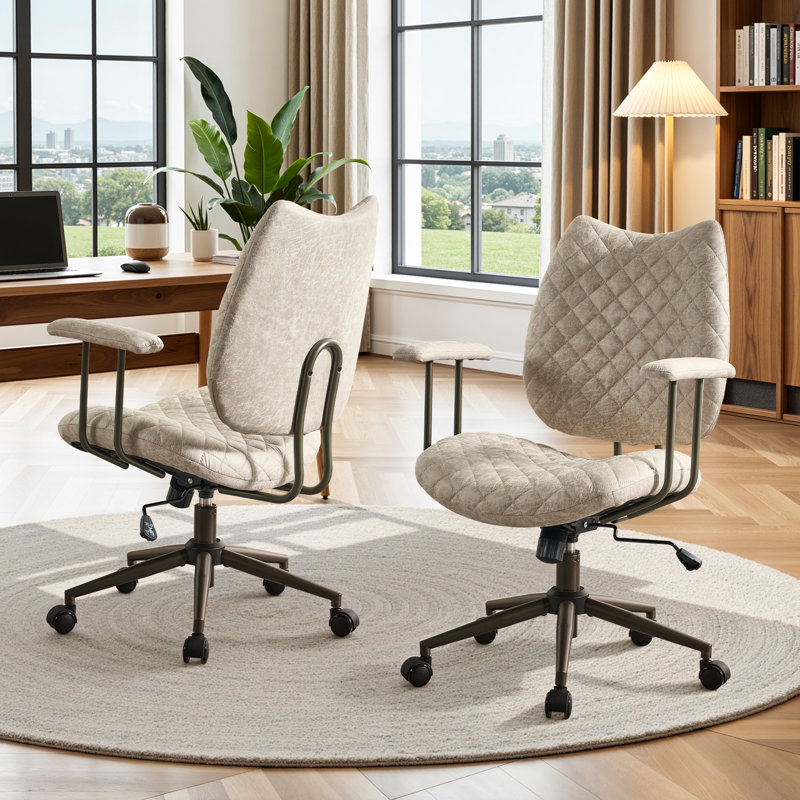 Albaugh Ergonomic Office Chair Swivel Task Chair with Adjustable Gas Lift, Beige