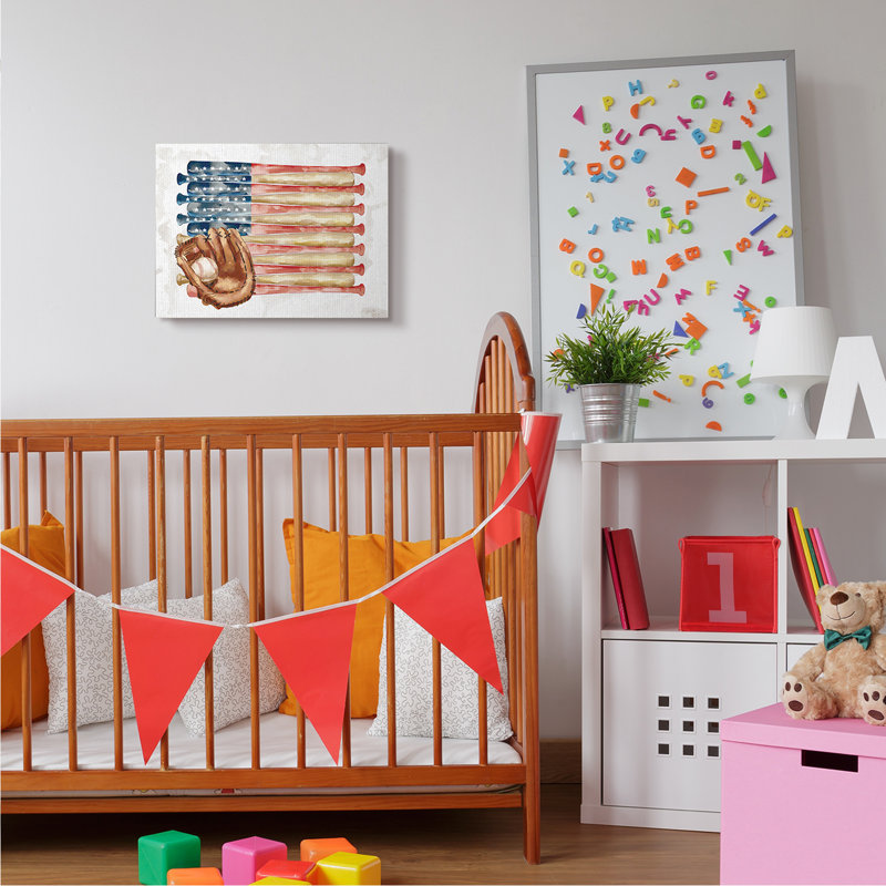 «American Baseball Flag», art sportif sur toile Mitt, par Ziwei Li, Toile tendue, H 16 po x l 20 po