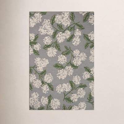 Rifle Paper Co. x Loloi Gray Hand-Woven Floral Rug