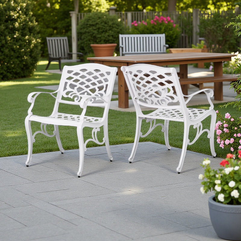 Chaise avec accoudoirs (ensemble de 2), Blanc