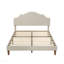 Lit plateforme tapissier grand format avec tête de lit réglable, rembourré en tissu de lin, lit plateforme de style simple et moderne sans sommier, facile à assembler, beige