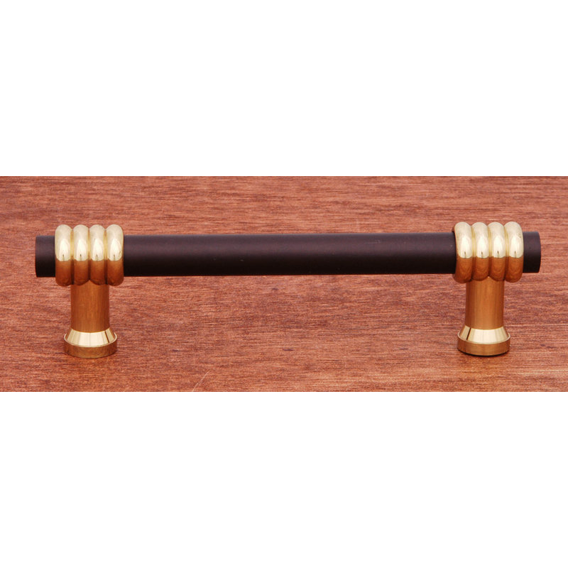 Poignée barre 3 po deux tons tourbillon CP Series, 3 1/2'', Oil Rubbed Bronze/Brass