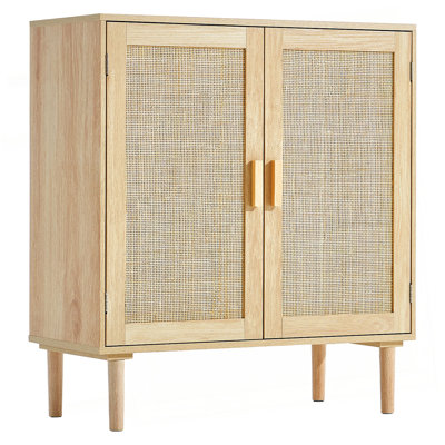 Armoire en rotin, armoire de rangement en rotin 31,5 pouces avec 2 portes magnétiques et tablettes réglables, armoire buffet pour le couloir, l'entrée, le salon ou la cuisine