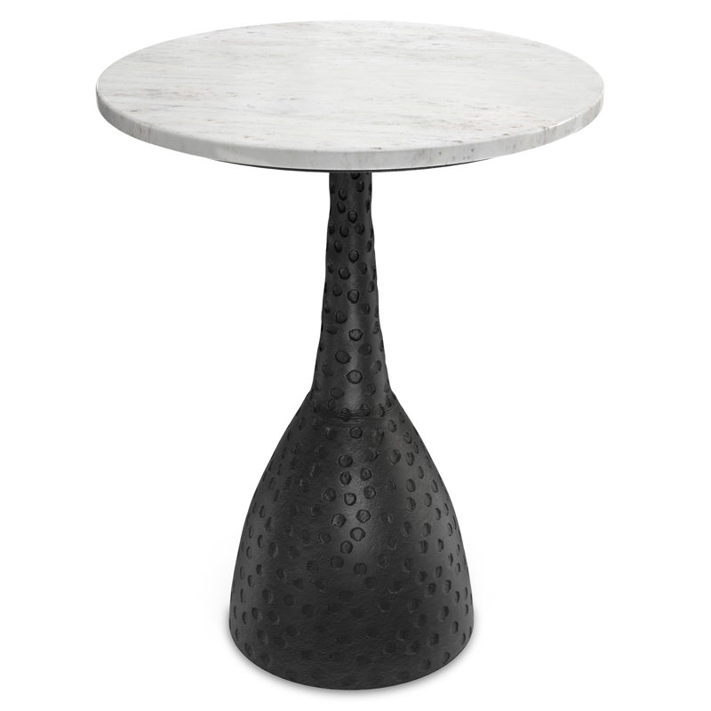 20" Black Marble Round End Table
