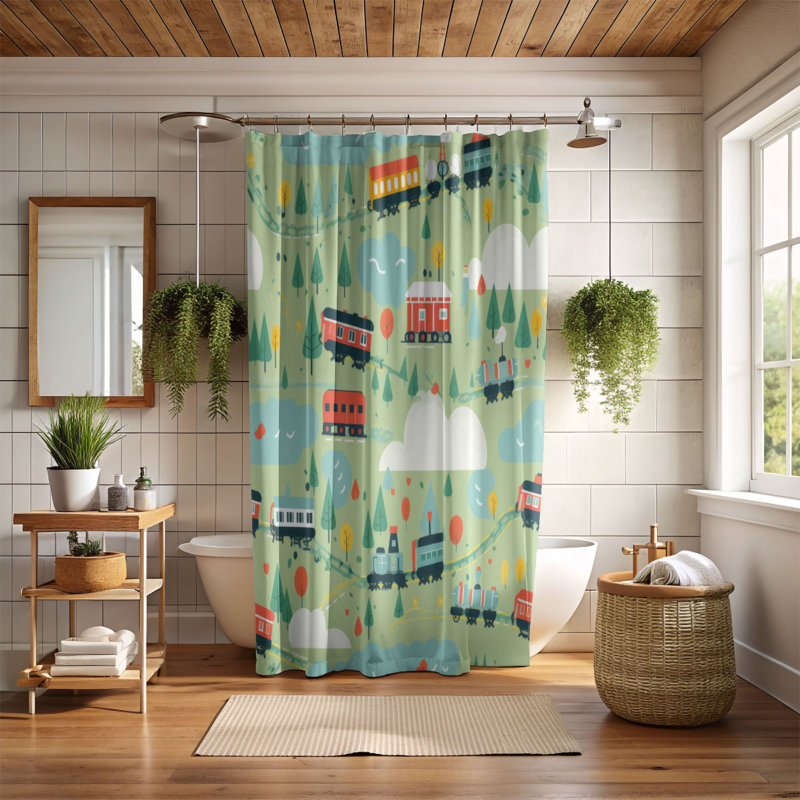 Silly Train - Premium Shower Curtain, 74"H x 71"W