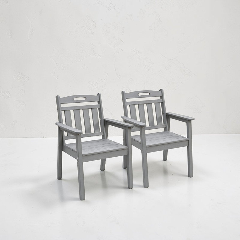 Chaise de terrasse en PEHD Abigail avec grain de bois gaufré à chaud, Gris