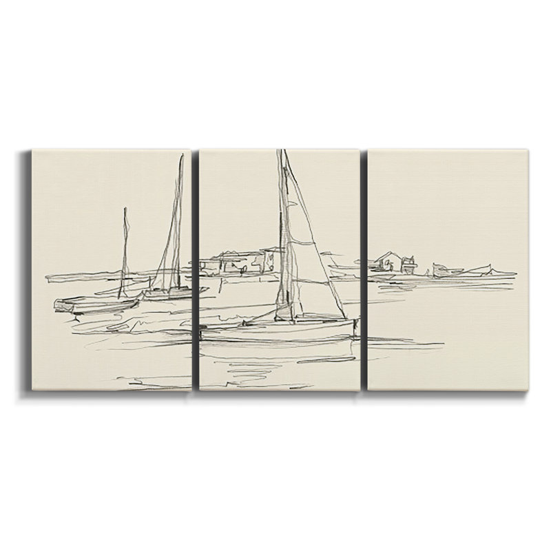 Motif de feuille I sur toile, 3 pièces