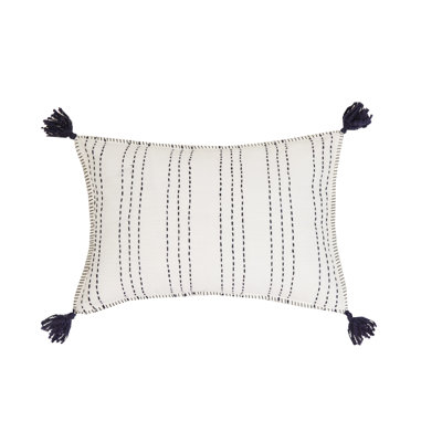 Laurel & Mayfair Gates Ink Woven Pillow with Tassels, 14X20"