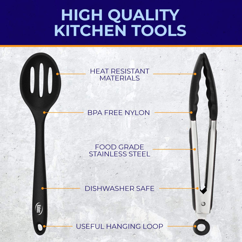 24-Piece Black Silicone and Stainless Steel Cooking Utensil Set