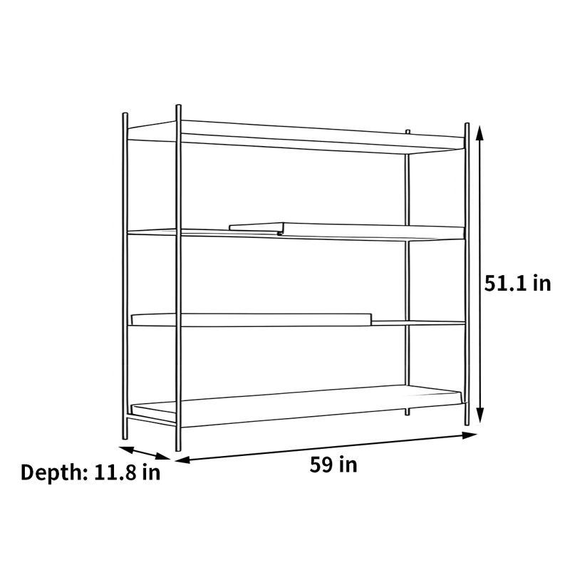 Une bibliothèque pratique pour le rangement, (4 tablettes) H 51,1 po x l 59 po x P 11,8 po