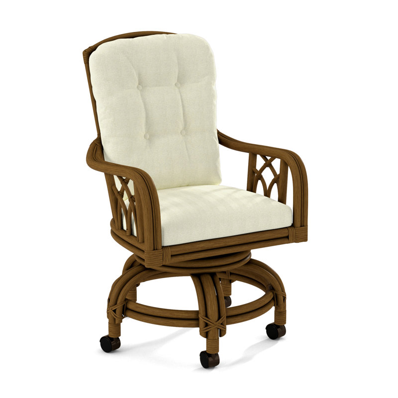 Edgewater Castered Arm Chair, Havana, Eggshell Crypton Performance; 0884-93