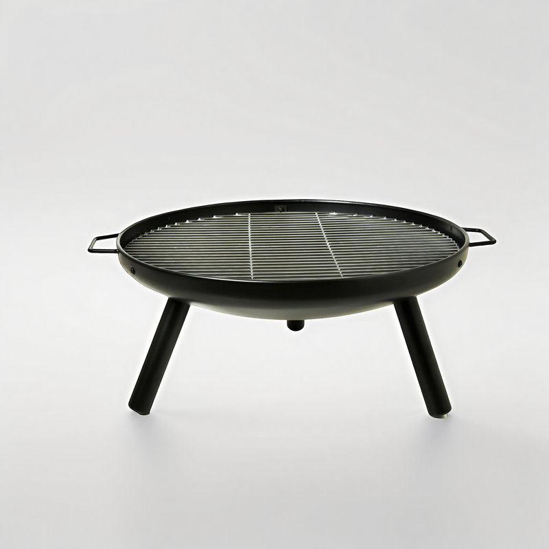 Foyer extérieur de 23 pouces avec bol à bois durable et support pour barbecue, jardin, cour, camping, barbecue, pique-nique et feux de camp