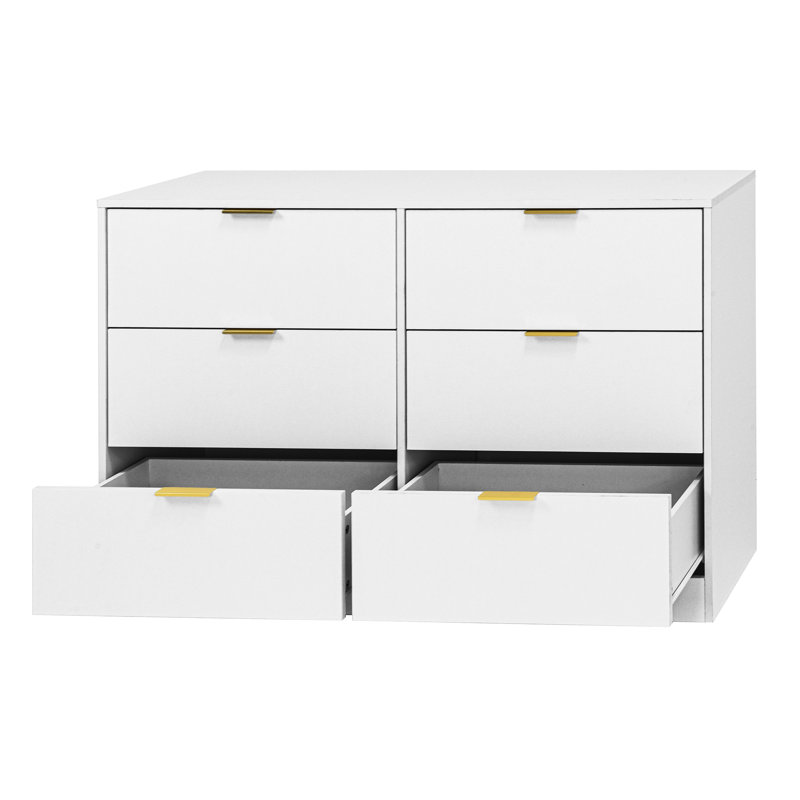 Commode 6 tiroirs 47,2 po, Blanc