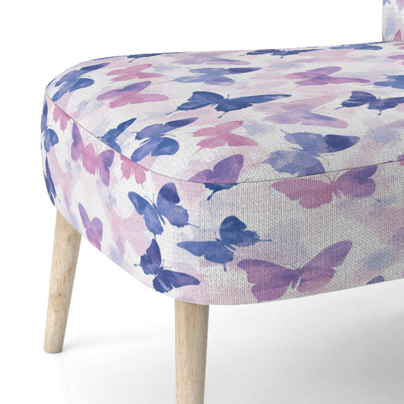 Chaise d'appoint pour fille, recouverte de velours, motif d'insectes - Papillon bleu brume, Chaise d'appoint sans accoudoirs