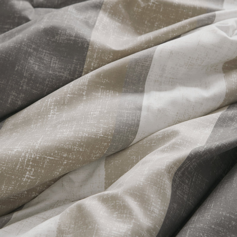 Ensemble d'édredon avec draps Jaxon, Édredon de grande taille et 6 pièces supplément, Taupe/gris