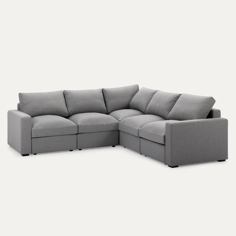 Anastassia Upholstered L-Shaped Sectional Symmetrical, Light Gray 100% Polyester