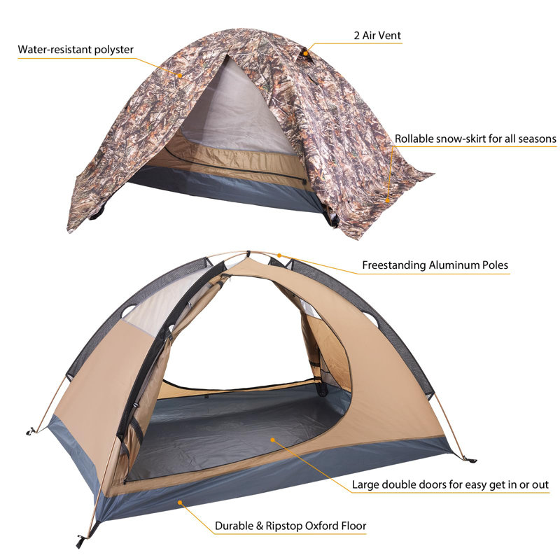 Ultralight Camouflage 2 Person Four Season Tent with Vestibule