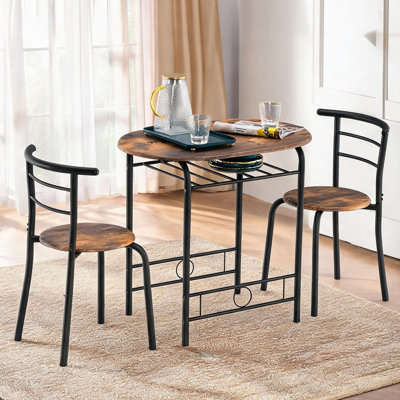 Table de salle à manger combinant deux éléments en MDF et métal, avec un design compact et un ensemble table de petit-déjeuner en acier