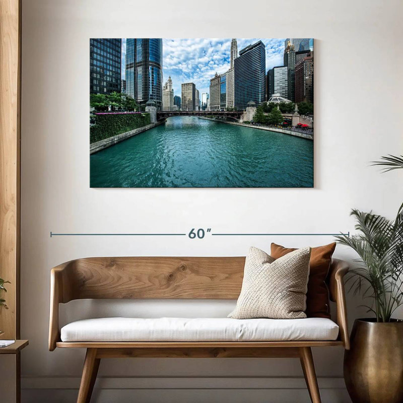 Vue sur la rivière Sirecc Chicago, H 30 po x l 45 po