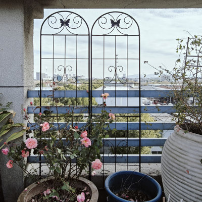 Treillis de jardin en métal 86,7 po x 19,7 po, paquet de 4, antirouille pour la croissance des plantes, paquet noir 86,7 po x 19,7 po, plantes grimpantes d'extérieur