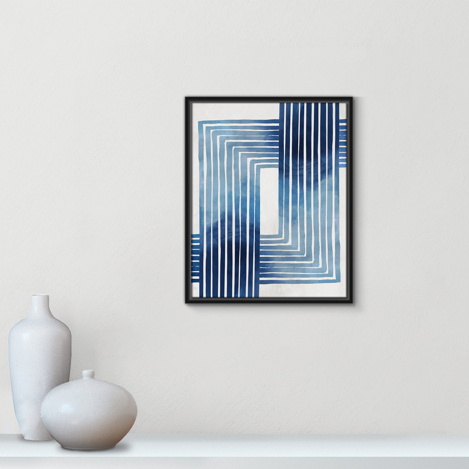 Lanny "In Unison" Painting by Eva Watts, 21.5" H x 17.5" W x 2" D, Black Framed Canvas