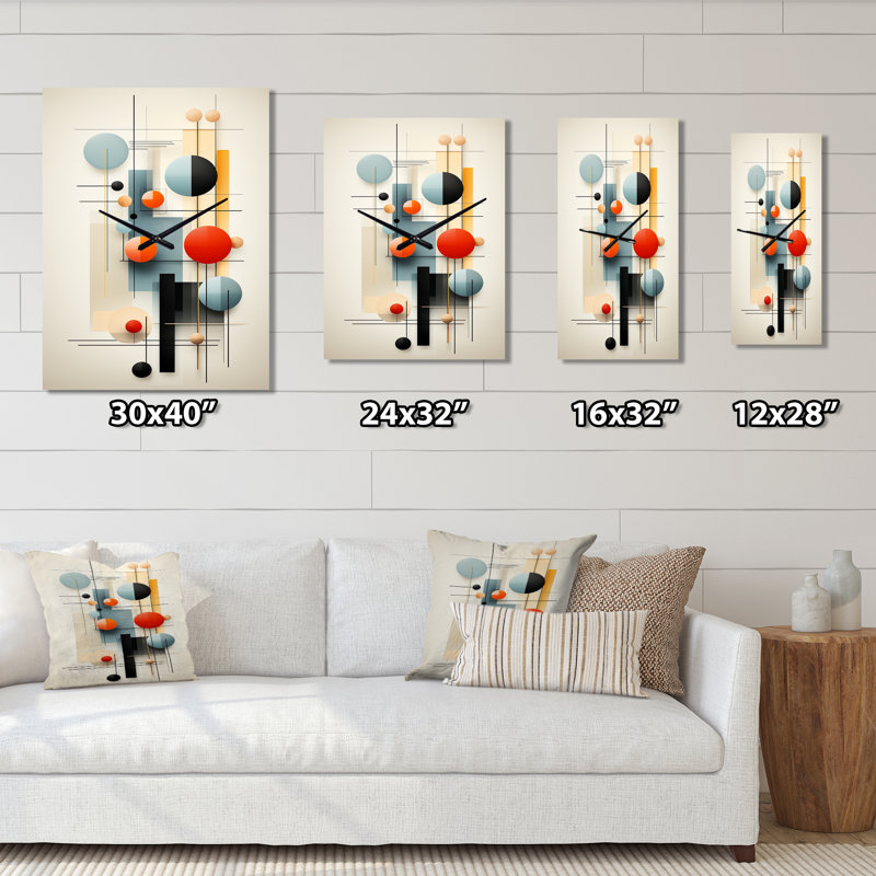 Dimensions de l'équilibre géométrique abstrait - horloge murale moderne surdimensionnée, H 28 po x l 12 po x P 1 po