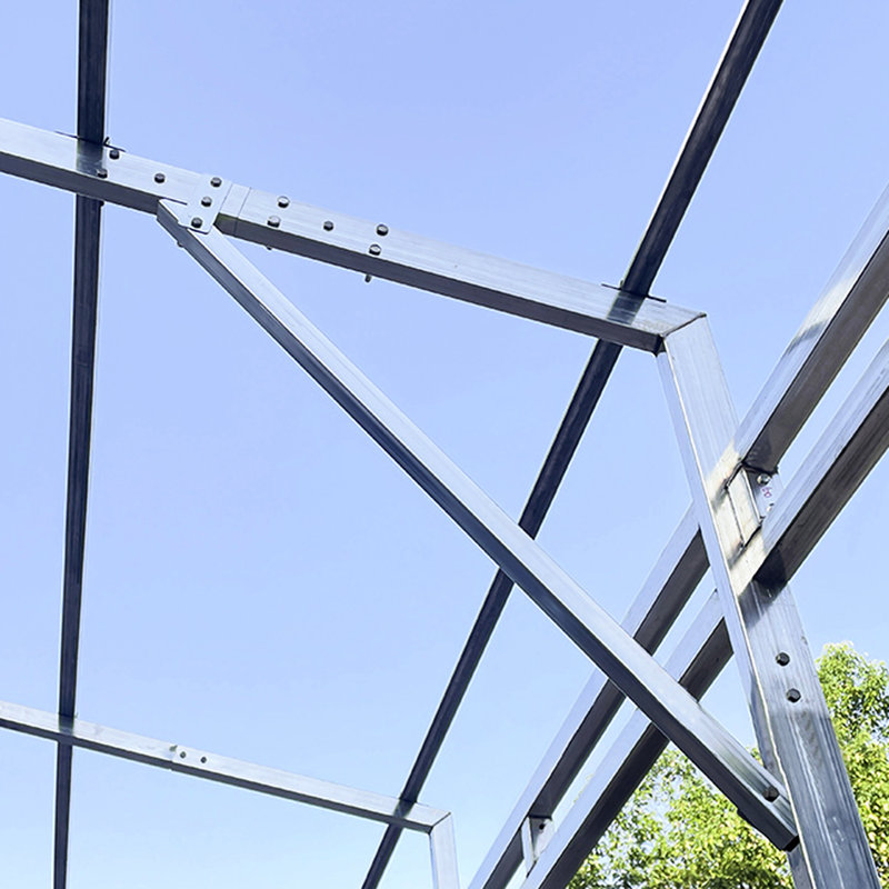 Garage métallique de 7 m x 14 m (23 pi x 46 pi) - Rangement pour véhicules, outils et objets lourds, structure en acier de calibre 14, deux portes sectionnelles de 2,4 m et 2,7 m (8 pi et 9 pi), entrée latérale, matériau Q235 crème, large et long, avec 2 portes, 40 cm (16 po) galvanisé