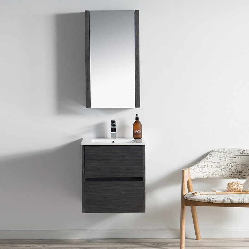 Oquendo 20.375'' Single Bathroom Vanity with Ceramic Top, Silver Grey