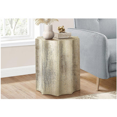 Accent Table, Drum, Side, End, Nightstand, Lamp, Living Room, Bedroom, Gold Metal, Contemporary, Modern