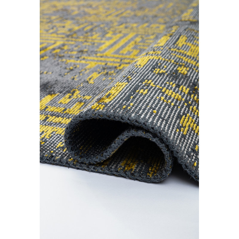 Rapture Gray/Lemon Camouflage Luxury Area Rug, Rectangle 7'10" x 9'10"